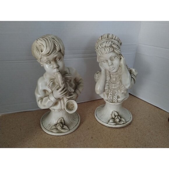 J Kendrick Universal Statuary Corp Chicago Bust Statue Saxophone Boy Girl 1971 - Picture 8 of 8